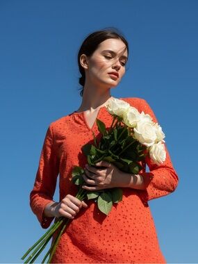 Talbots Eyelet Orange Blouse
